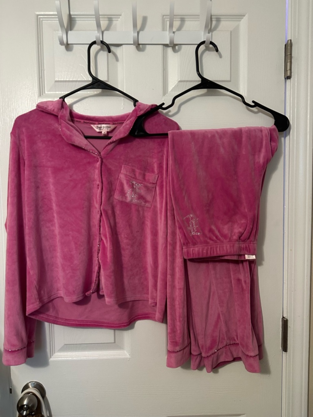 Juicy Couture Hot Pink Velour Lounge Set with Rhinestone Logo